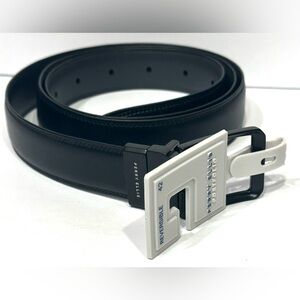 Perry Ellis Mens NEW Black Reversible Dress Belt Men's Sz 42 Faux Leather